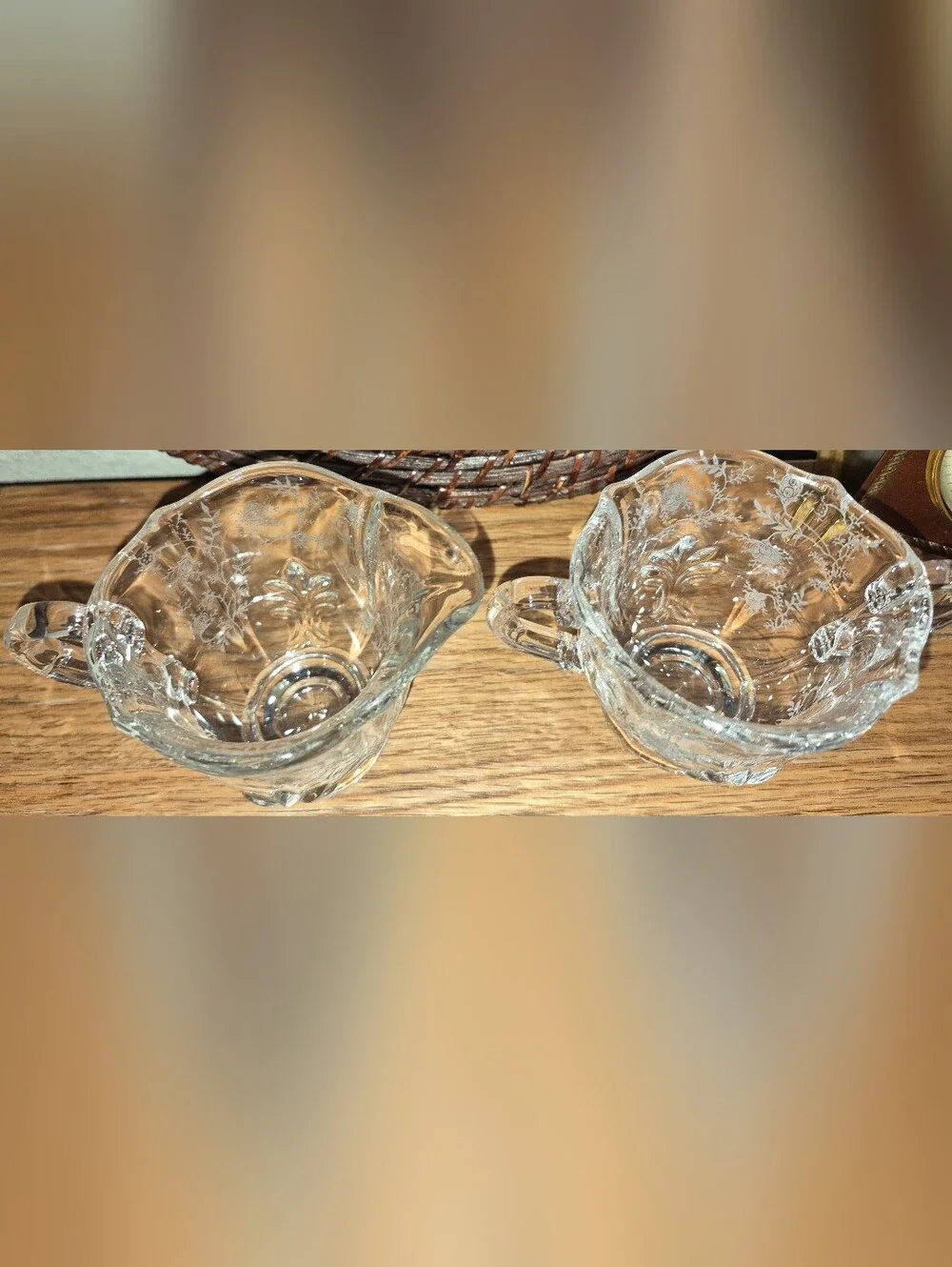 Vintage Fostoria Glass Company Crystal Creamer & Open Sugar Bowl Set